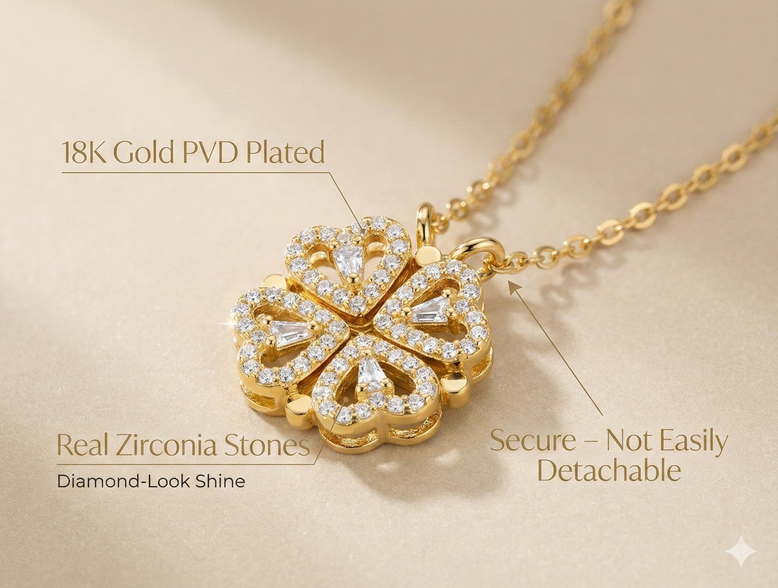 Four-Leaf Clover Heart Pendant