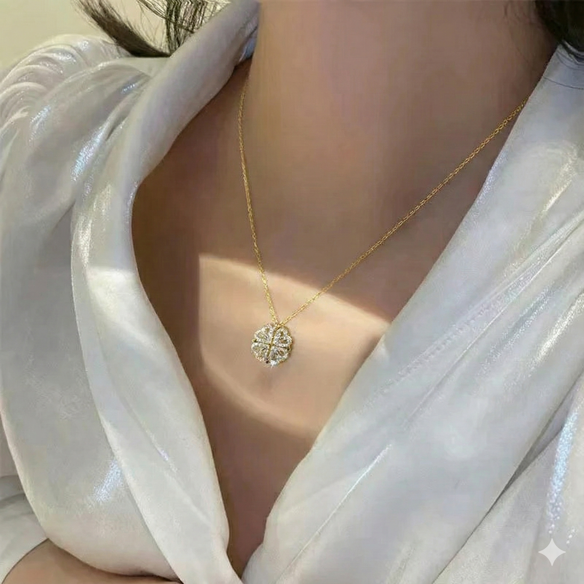 Four-Leaf Clover Heart Pendant