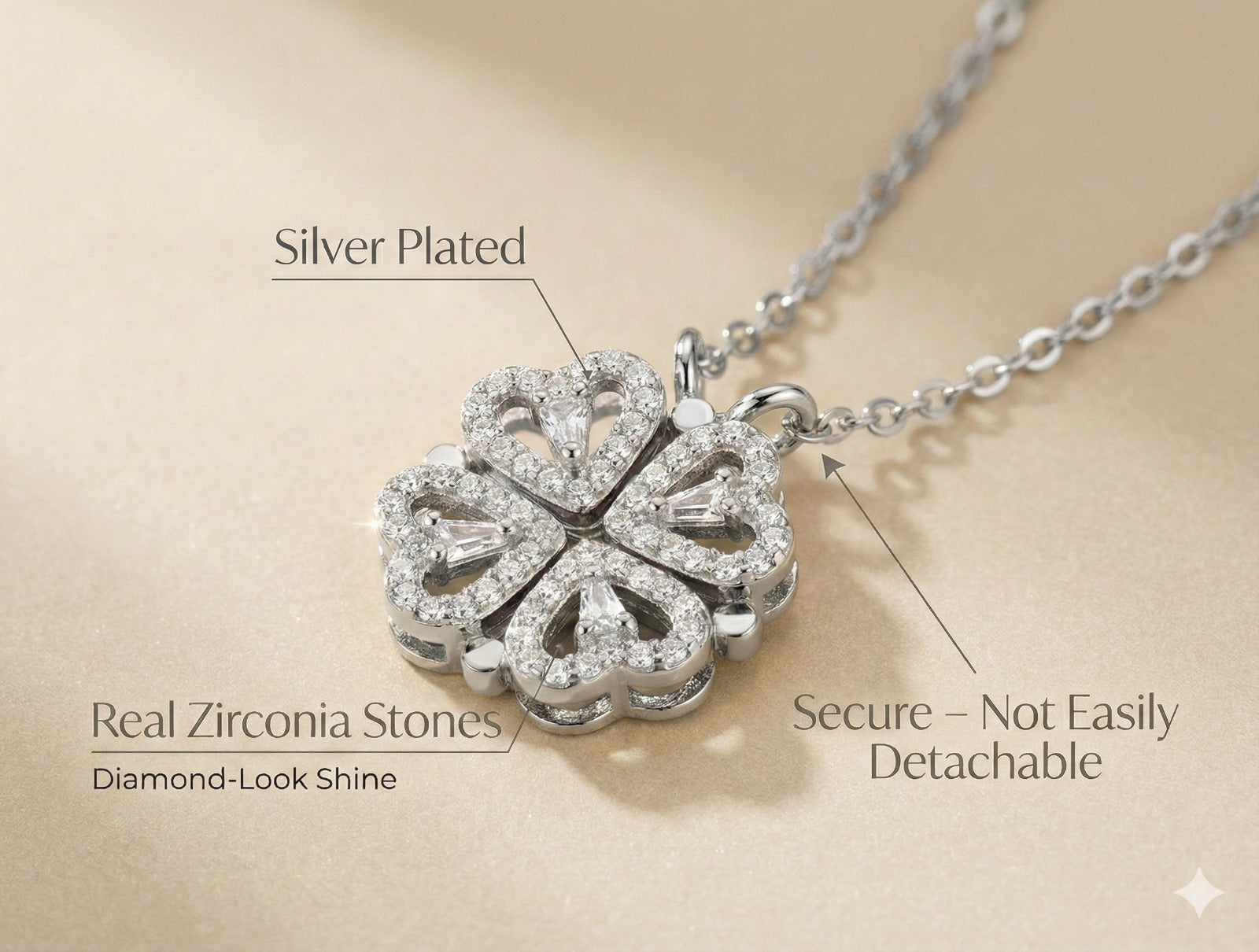 Four-Leaf Clover Heart Pendant