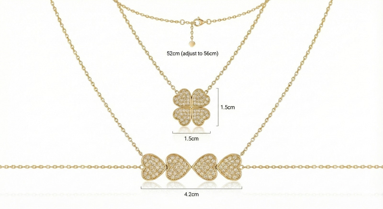 Four-Leaf Clover Heart Pendant